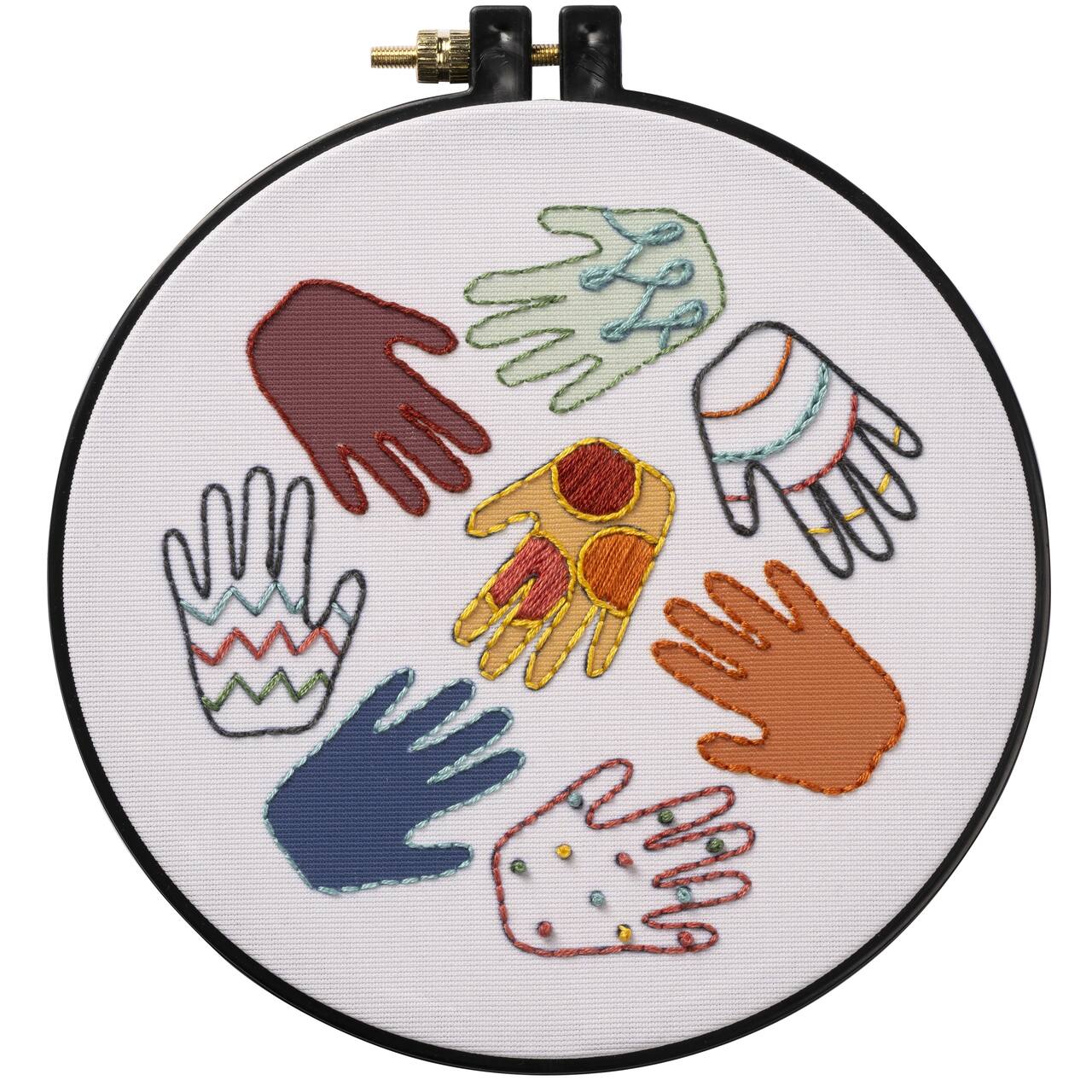 Bucilla&#xAE; 6&#x22; Round Creative Hands Stamped Embroidery Kit